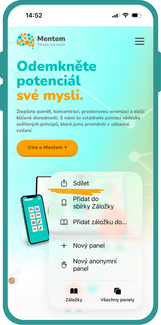 Tap the share button on the bottom bar of the display.